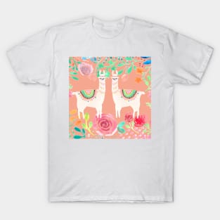 Llama in floral paradise | Watercolor | Pattern T-Shirt